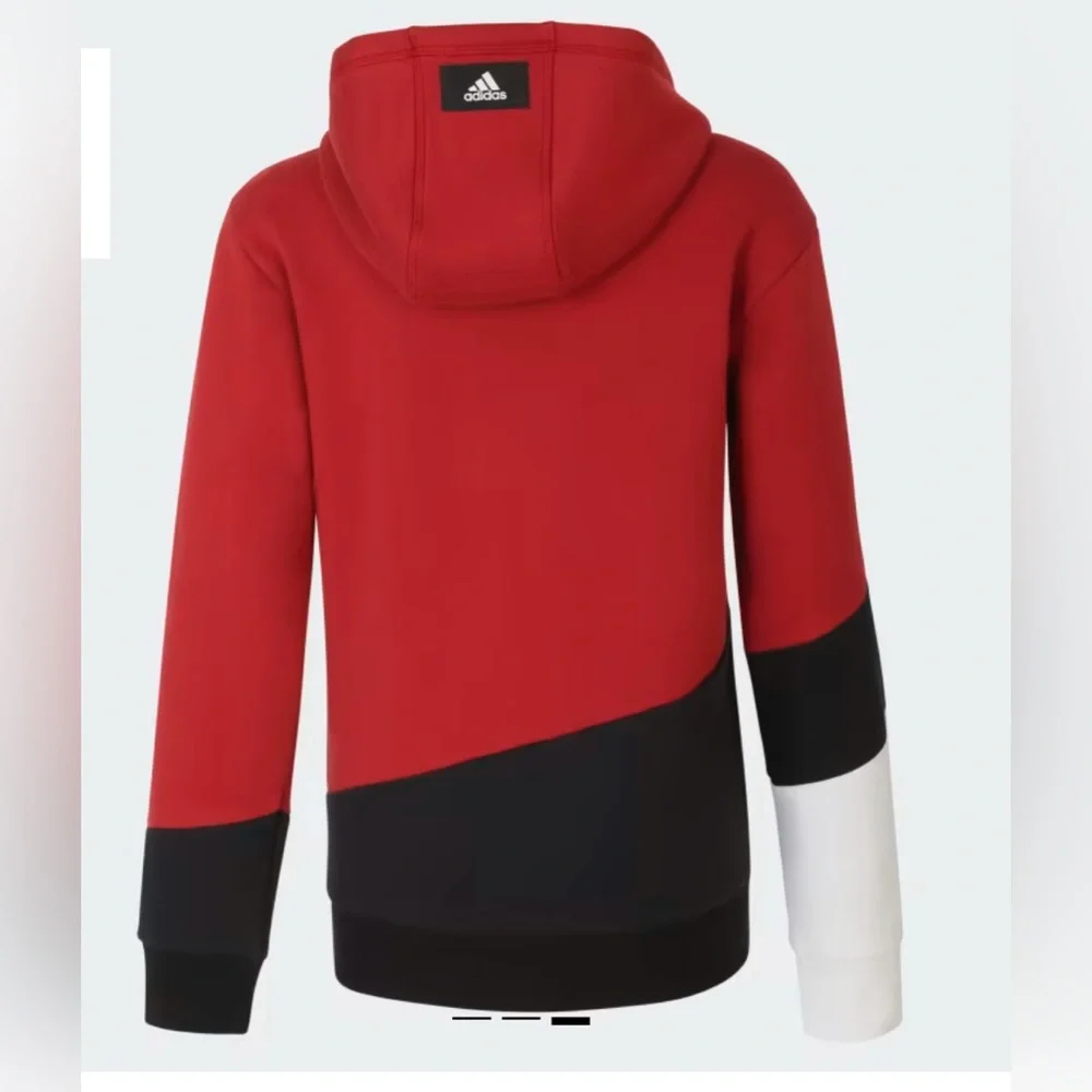 Adidas Pimegreen color block red/black/white fleece hoodie size 10/12